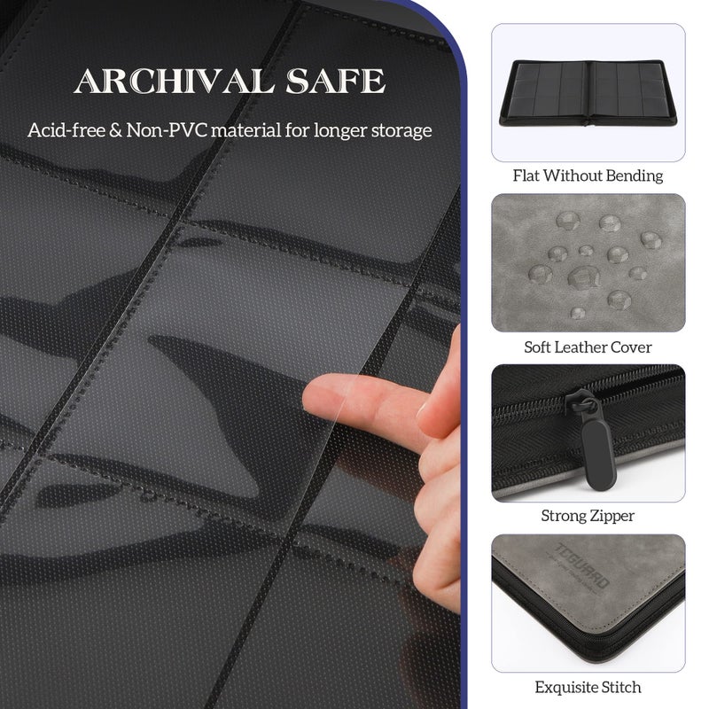 TCGUARD Trading Card Binder  9 Side Loading Pocket Card Album Hold Up to 540 Cards  Zipper Binder for Cards Collection  TCG Card Holder for Game Card  Sports Card  Yugioh  MTG etc. - Image 4